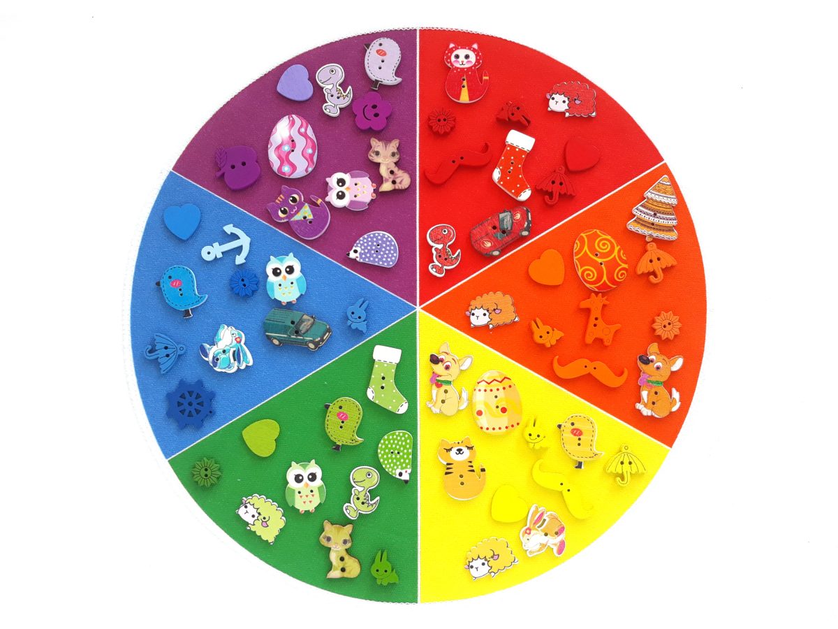 fabric color sorting circle primary and secondary colors