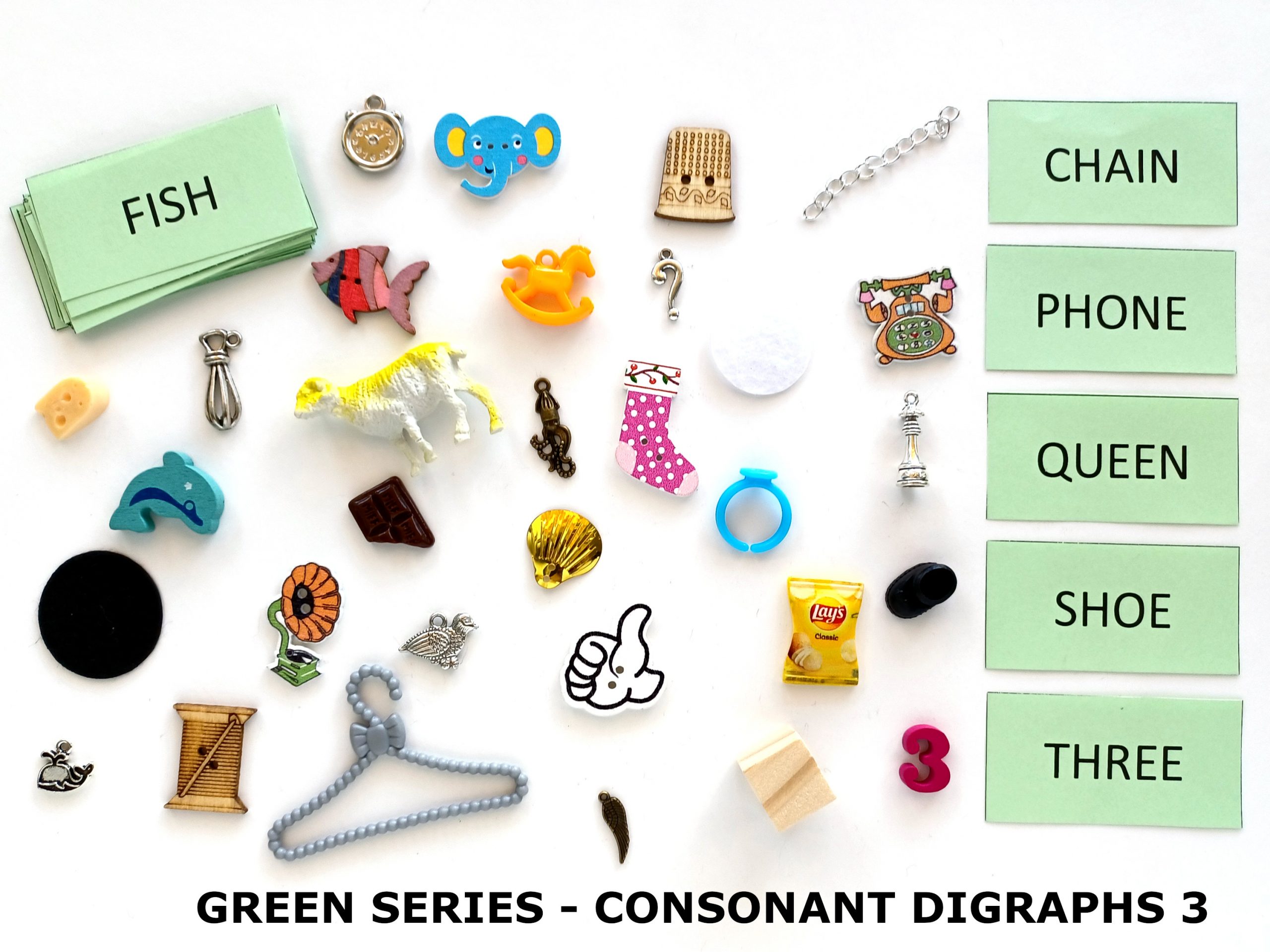 Montessori green series consonant digraphs objects