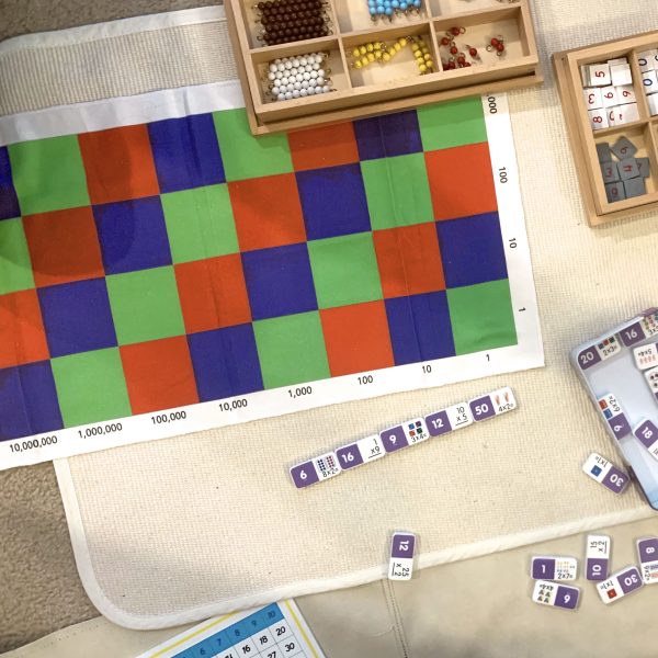montessori cloth fabric cotton checkerboard mat multiplication