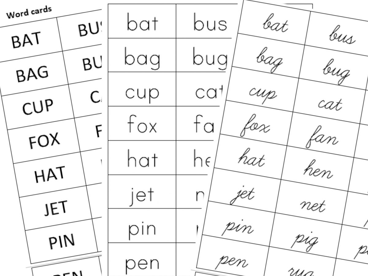 printable PDF wordcards language miniatures