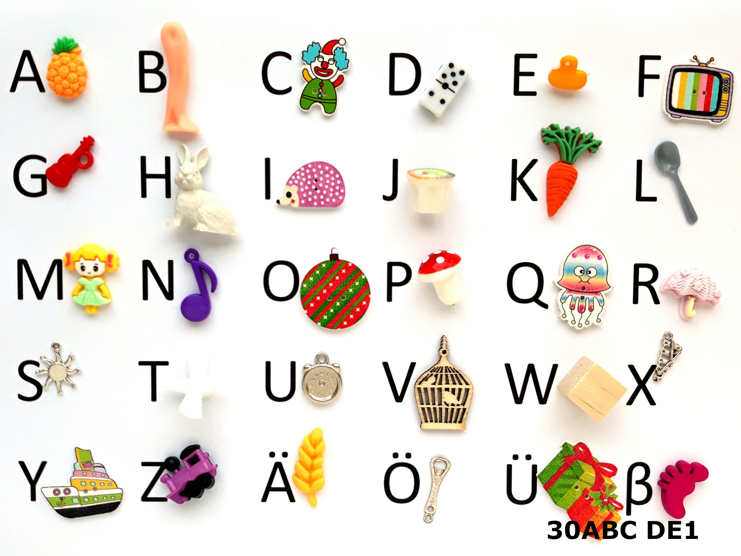 Montessori Deutsche Miniature Sprachobjekte Alphabet