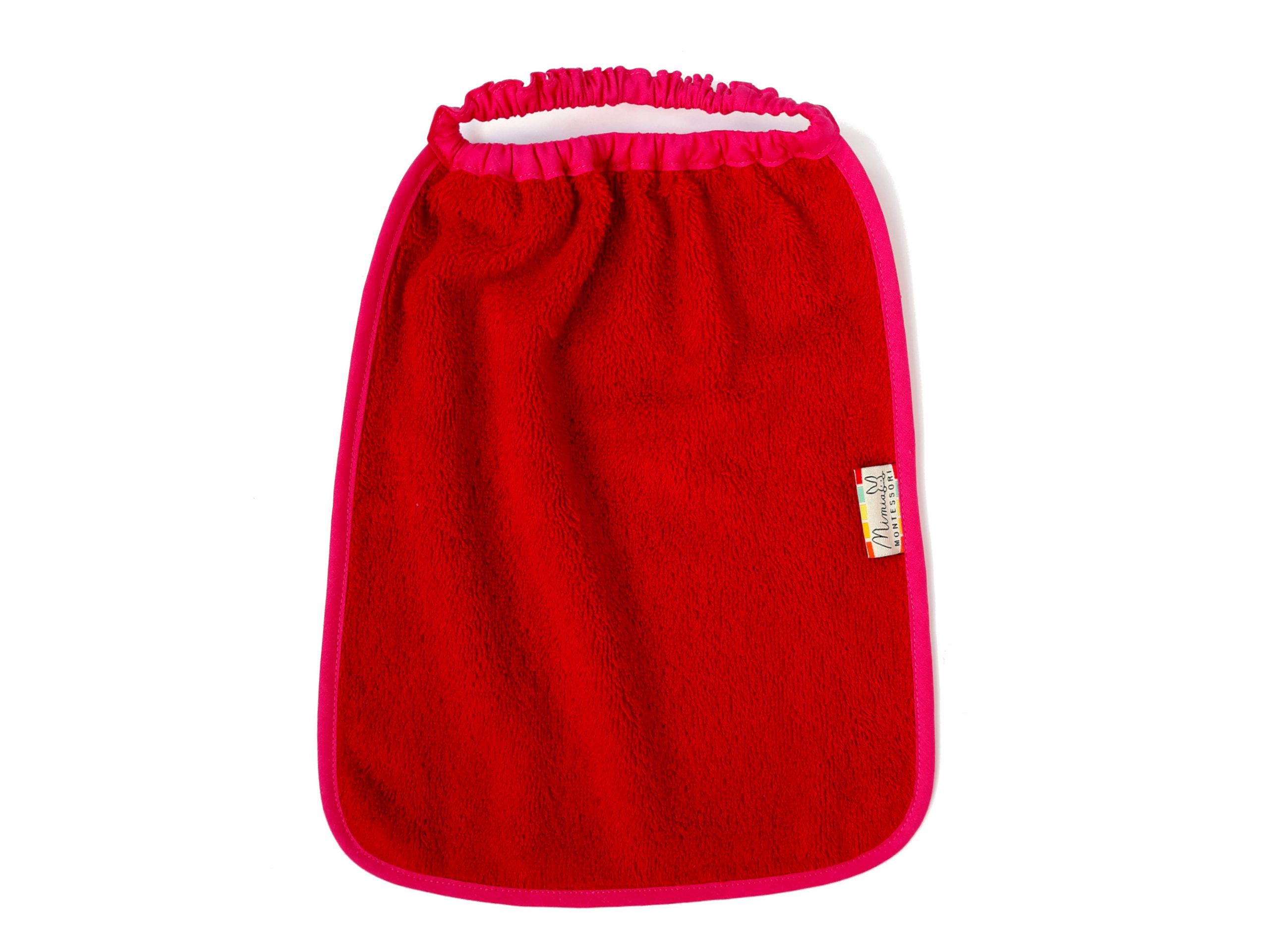 Montessori style bib red terrycloth