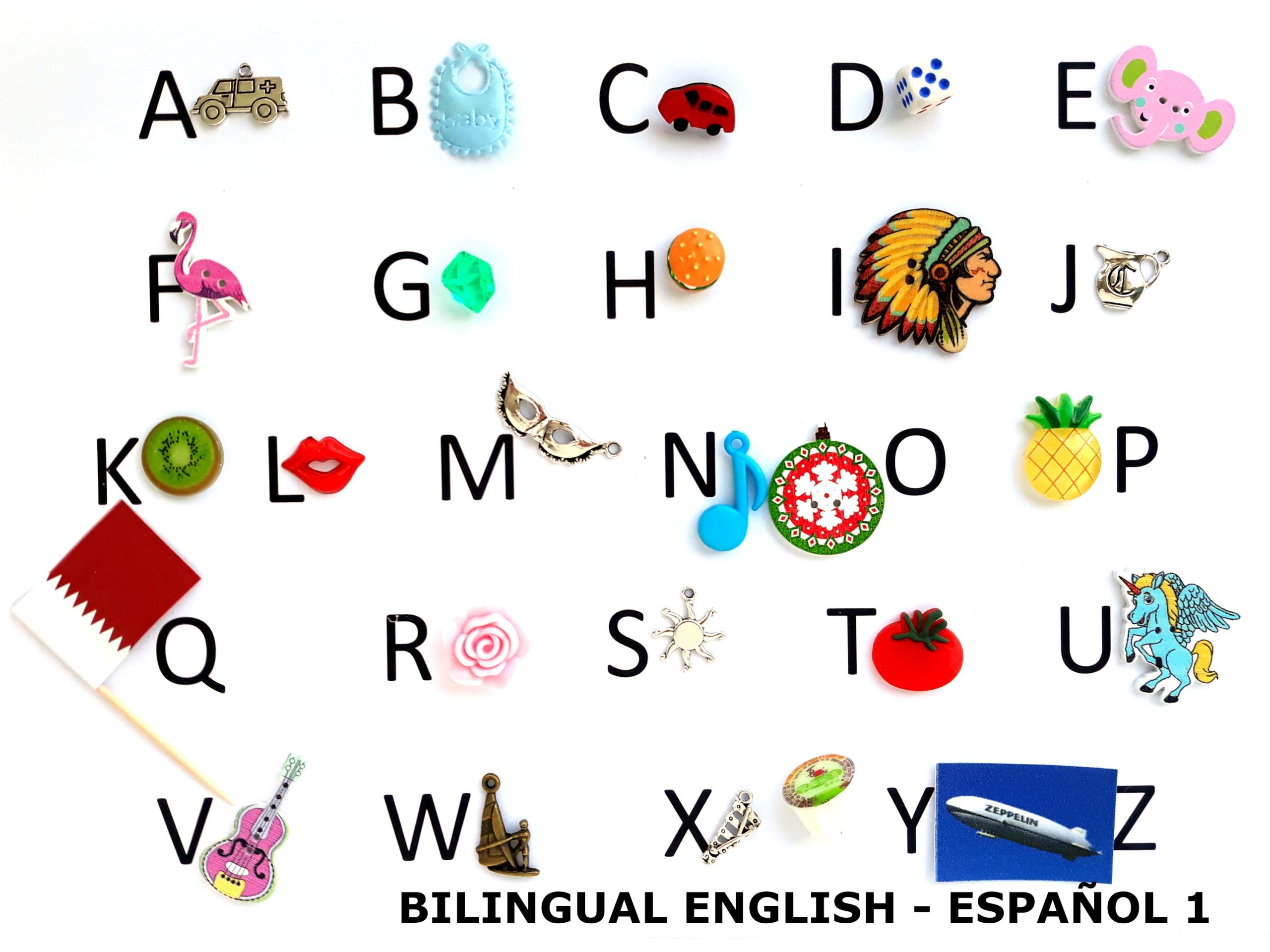 Montessori language bilingual objects english spanish