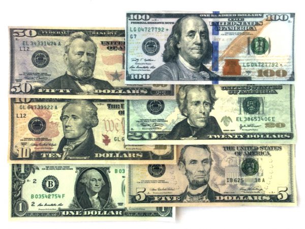 realistic play money dollar bills PVC