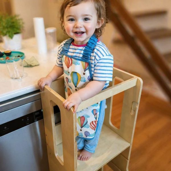 mimia montessori toddler child kid baby hot-air balloons apron smock