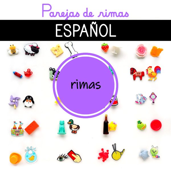 español castellano parejas de palabras que riman cesta de rimas objetos miniaturas lenguaje montessori