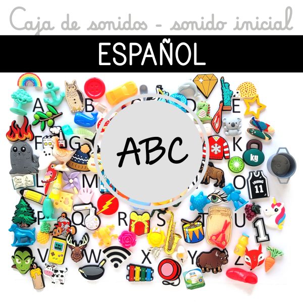 Montessori serie blanco caja de sonidos sonido inicial conciencia fonológica miniaturas objetos lenguaje