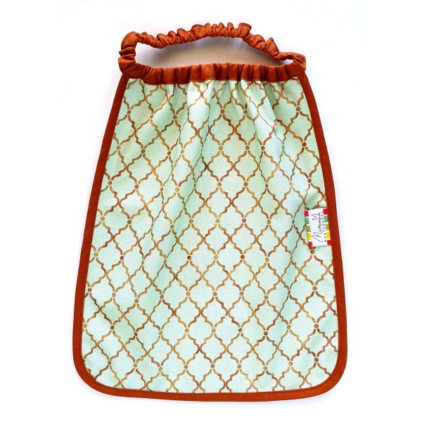 montessori bib with elastic neckline moroccan tiles soft mint
