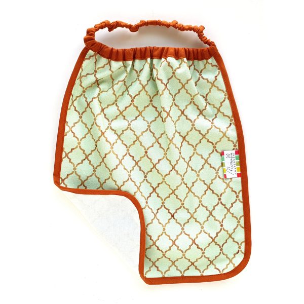 montessori bib with elastic neckline moroccan tiles soft mint