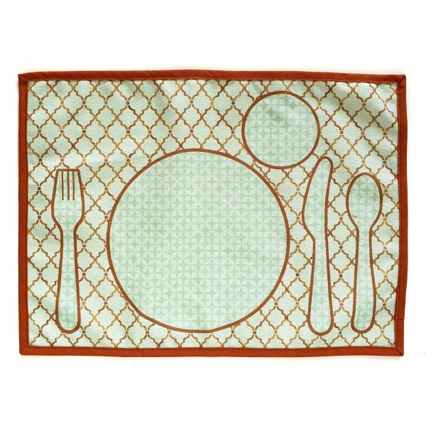 montessori table setting placemat soft mint moroccan tiles