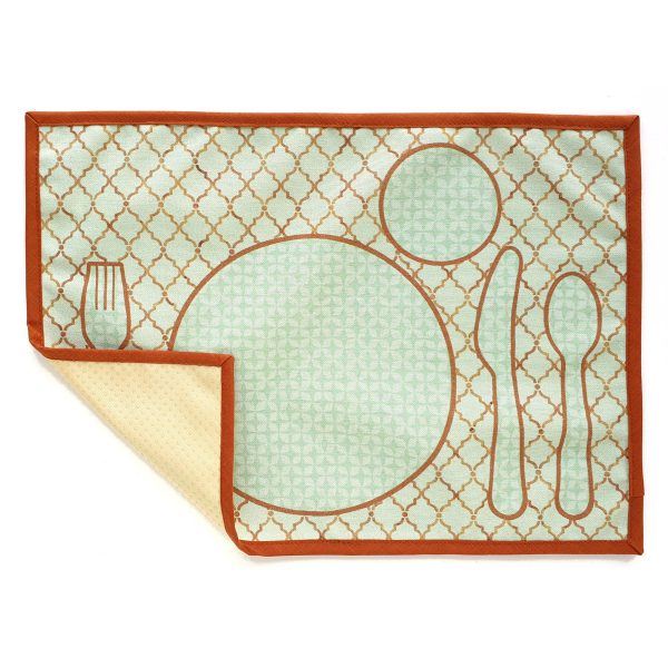 montessori table setting placemat soft mint moroccan tiles