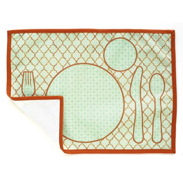 montessori table setting placemat soft mint moroccan tiles