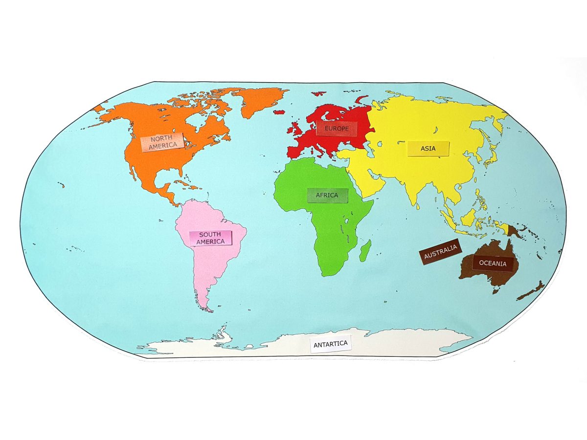 fabric continents map montessori