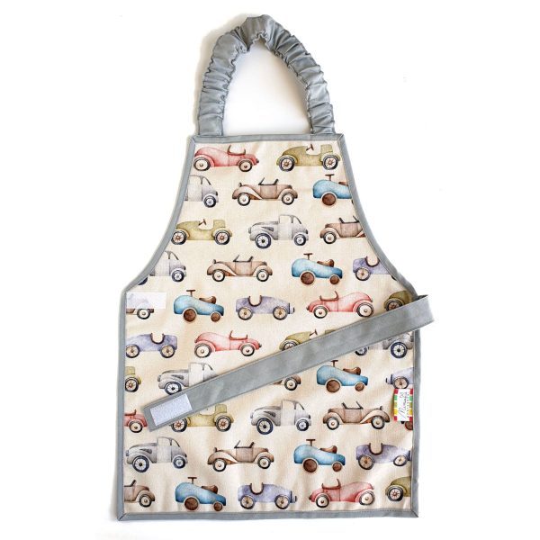 montessori style toddler kid child full apron vintage retro toy cars