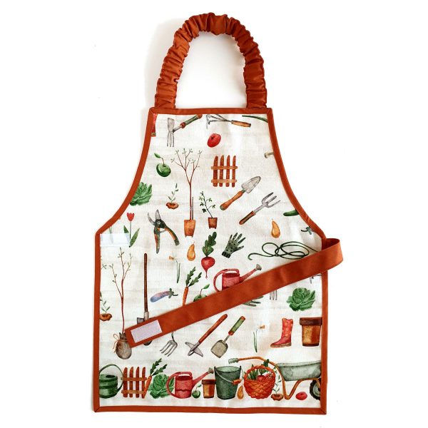 montessori style toddler kid child full apron garden gardening flower arranging