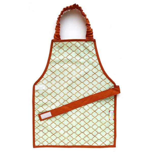 montessori style toddler kid child full apron soft mint moroccan tiles