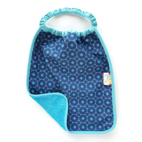 wateradsorbent montessori style bib with elastic neckline blue