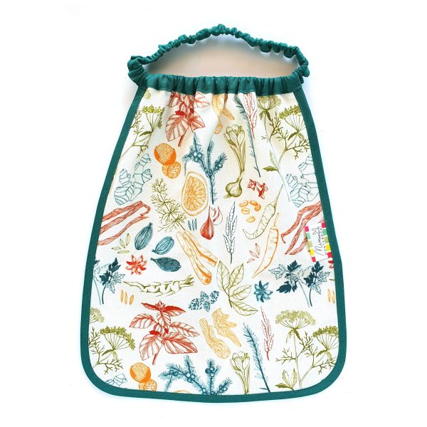 montessori style bib with elastic neckline herbs kitchen baby