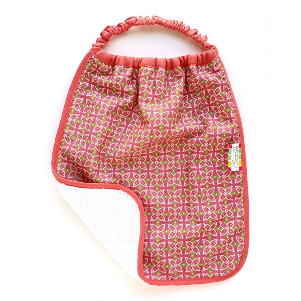 montessori style bib pink with elastic neckline