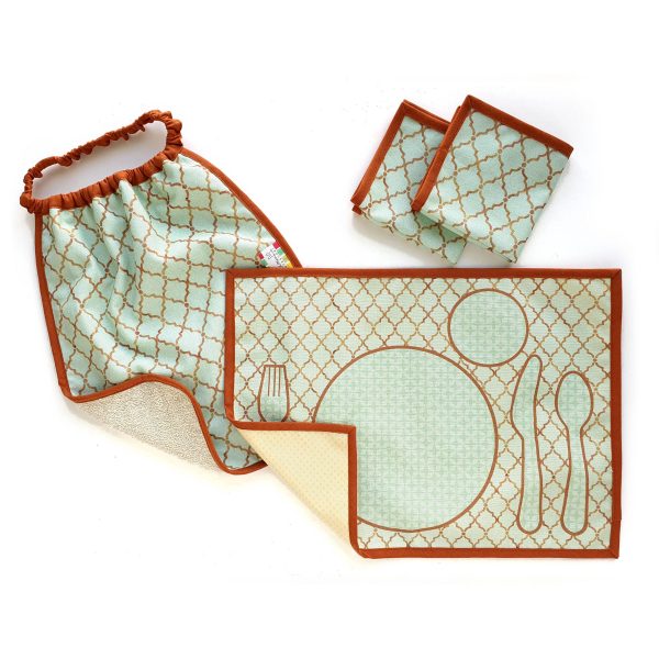 gift set mint montessori bib and placemat