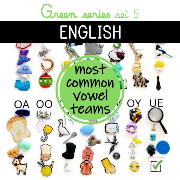 language miniatures montessori phonogram object box green series most common vowel teams