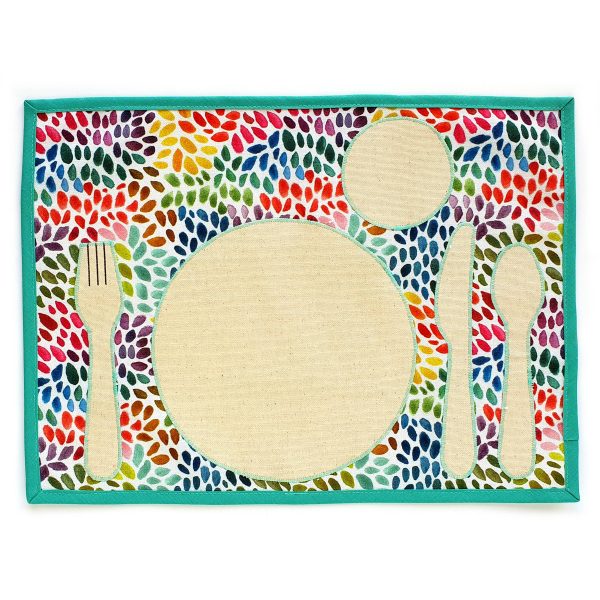 montessori style individual placemat table setting colored drops rainbow