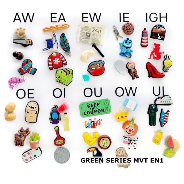 montessori phonogram object boxes vowel teams green series language learning