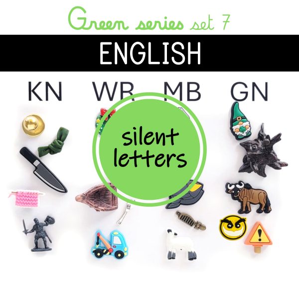montessori language objects phonogram boxes silent letters KN WR MB GN green series miniatures